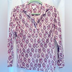J Crew pink Block Print button down Small